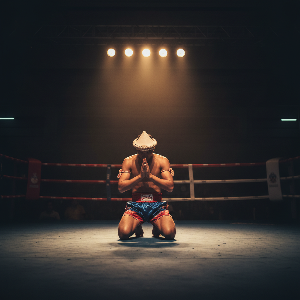 Kun Khmer fighter performing the Wai Kru