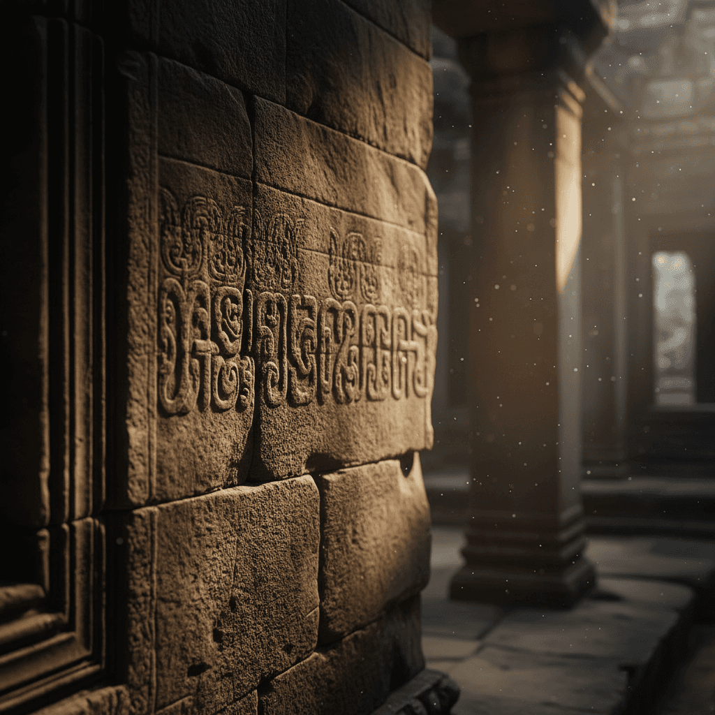 Ancient Khmer script carved in stone